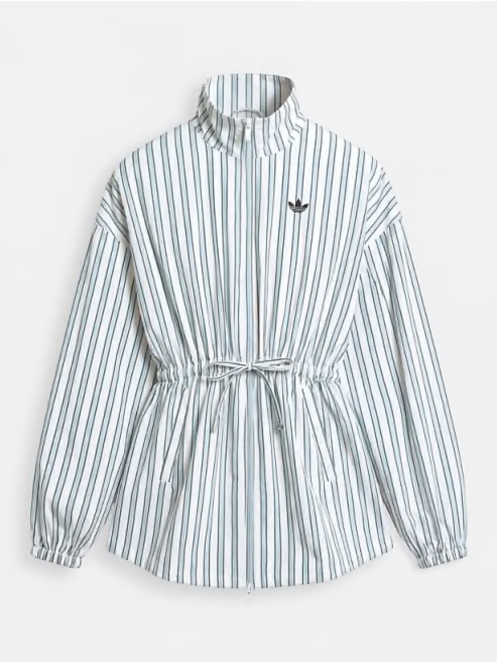 adidas Originals x ASOS funnel neck shirt with volume sleeves blue stripe Small - Picture 2 of 3